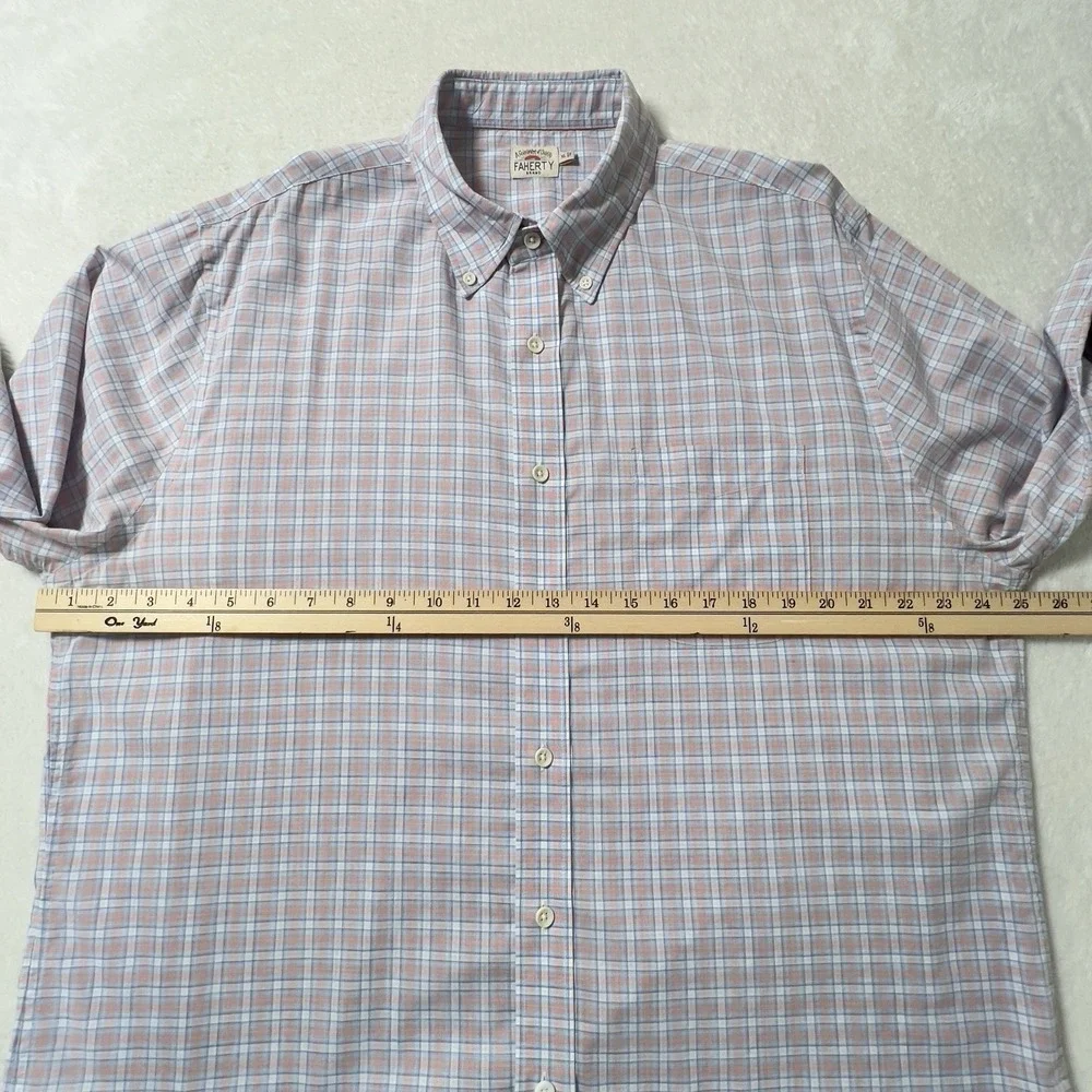 Faherty Button‎ Down Shirt Mens Sz XL Pink Plaid Long Sleeve